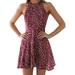 Dewadbow Womens Choker Halter Backless Sleeveless Mini Dress Party Maxi Sundress
