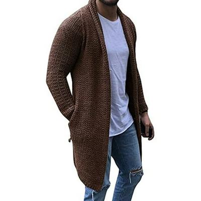 Mens Open Front Long Sleeve Shawl Rib Knitted Knitwear Sweater Jumper Cardigan