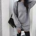 Women's Casual Sweater Winter New Stand Collar Bat Long Sleeve Sweater Sweater Solid Color Dress