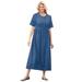 Woman Within Women's Plus Size Short-Sleeve Denim Dress