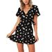 New Women's Summer Short Sleeve Print Dress V Neck Casual Short Dresses Flower Print Dress Dot Print Dress Heart Print Dress