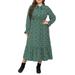 Avamo Women Boho Polka Dots Plus Size Dress Long Sleeve Tie Neck Casual Summer Beach Party Chiffon Long Maxi Dress