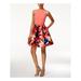 ADRIANNA PAPELL $149 Womens New 1147 Coral Floral Pleated Dress 12 Petites B+B