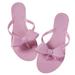 Women Jelly flip Flop Bow Sandals-Beach Flat Rivets Rain Ankle Strap Thong Pink