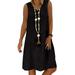 Jocestyle Women Sleeveless Vest Dress Summer V Neck Solid Loose Dresses (Black S)