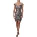 Aqua Womens Sequined Off-The-Shoulder Party Dress