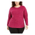 Karen Scott Sport Womens Plus Microfleece Comfy Shirts & Tops