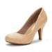 DREAM PAIRS Women's Low Heel Pump Shoes Toe Formal Elegant Slip On Pump Shoes ARPEL NUDE/SUEDE Size 5.5