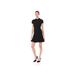 Brand - Lark & Ro Women's Short Sleeve Mocke Neck Ruffle Hem Sheath Dress, Black, 2