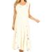 Sakkas Lila Women's Midi Sleeveless Floral Boho Casual Rayon Dress Adjustable - Ivory - 1X/2X