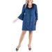 24seven Comfort Apparel Plus Size Royal Blue Print Bell Sleeve Knee Length Dress