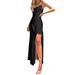 FASHIONWT Women's Silk Satin Crystal Long Dress Sleeveless Backless Party Maxi Dress Gown