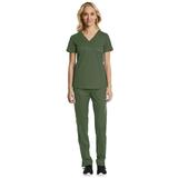 Maevn EON Sport Comfy Multi Pocket V-Neck Scrub Top & Comfy Full Elastic Waistband Scrub Pant Set [XS - 3XL]