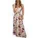 Women's Boho Bohomian Sundress Dress Casual Sexy Summer V Neck Floral Print Long Maxi Dresses Floor Length Spaghetti Strap Holiday Beach Sundresses