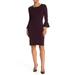 CALVIN KLEIN Womens Purple Bell Sleeve Crew Neck Above The Knee Cocktail Dress Size L