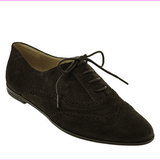 Isaac Mizrahi 'Fiona' Dark Brown Suede Pinhole Lace Up Wingtip Oxford Flats 6.5M