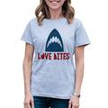 7 ate 9 Apparel Women's Love Bites Shark Valentine's Day Grey T-Shirt XL