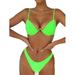 TureClos Women Summer Padded Two Piece Bikini Elastic Solid Color Swimsuit Suit Swimwear