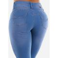 Womens Juniors Soft Denim Skinny Jeans - Light Wash Denim Jeans - Sexy Whiskers Jeans 10860P