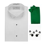 Tuxedo Shirt, Kelly Green Cummerbund, Bow-Tie, Cuff Links & Studs Set