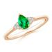 May Birthstone Ring - Pear Emerald Solitaire Ring with Trio Diamond Accents in 14K Rose Gold (6x4mm Emerald) - SR1122ED-RG-AAA-6x4-7.5