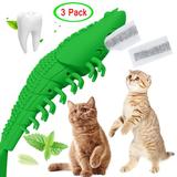 SAYFUT 3 Pack Cat Lobster Shape Toothbrush With Catnip Pet Eco-Friendly Silicone Molar Stick Teeth Cleaning Toy For Cats