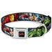 Marvel Comics Pet Collar Dog Collar Metal Seatbelt Buckle Marvel Avengers Superhero Poses Close Up 9.5 to 13 Inches 1.0 Inch Wide