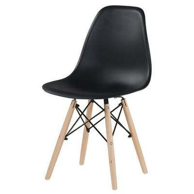 Fashion Leisure Plastic Chair, Black Plastic Chair With Wood Legs