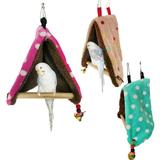 Shulemin Bird Parrot Tent House Hammock Hanging Nest Standing Bar Stick Pet Cage Swing Pink