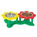 Dog and Cat Pet Feeder 2 Double Bowl Raised Water Food Twin Dish Stainless Steel-Fun Flower Design