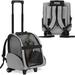 KOPEKS Deluxe Backpack Pet Travel Carrier with Wheels - Heather Gray - Approved by Most Airlines - Large