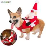 BadPiggies Dog Santa Claus Riding Christmas Costume Funny Pet Clothes Cowboy Rider Horse Designed Outfit for Dogs Cats Chihuahua Poodle Puppy Kitten (M)