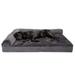 FurHaven Pet Products Plush & Velvet Deluxe Chaise Lounge Cooling Gel Memory Foam Sofa Pet Bed for Dogs & Cats - Platinum Gray Jumbo Plus