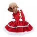 Pet Christmas Red Dress Warm Clothes Dog Girls Costume Puppy Warm Fleece Skirt