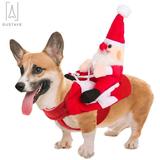 GustaveDesign Christmas Dog Costume Funny Pet Santa Claus Rider Horse Designed Dogs Cats Outfit Winter Clothes Xmas Coats M Size