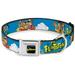 The Flintstones Pet Collar Dog Collar Metal Seatbelt Buckle The Flintstones And Rubbles Group Pose Logo Blue 20 to 31 Inches 1.5 Inch Wide