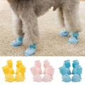 Shulemin 4Pcs Pet Dog Puppy Warm Waterproof Silicone Non-slip Rain Boots Footwear Shoes Blue S