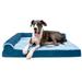 FurHaven Pet Products Two-Tone Faux Fur & Suede Orthopedic Deluxe Chaise Lounge Pet Bed for Dogs & Cats - Marine Blue Jumbo Plus
