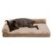 FurHaven Pet Products Wave Fur & Velvet Deluxe Chaise Lounge Orthopedic Sofa-Style Pet Bed for Dogs & Cats - Brownstone Medium