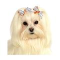 Rubies Costume Co Halloween White Orange Skeleton Crossbones Hair Bows Pet Dog Costume Accessory