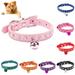 Shulemin Adjustable Pet Dog Crystal Rhinestone Bell Collar Soft Faux Leather Neck Strap Red