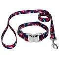 Country Brook PetzÂ® Premium Navy Blue and Red Camo Dog Collar and Leash Limited Edition Small