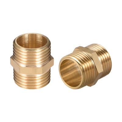 Brass Pipe Fitting Hex G1/2 x G1/2 Male Thread Pipe Brass Fitting 4pcs - Gold Tone - 1/2" G Male 4pcs