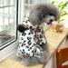 Yesbay Pet Cat Winter Leopard Heart Printed Four-legged Plush Hoodie Teddy Dog Clothes White Leopard Flower