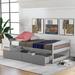 AOOLIVE Pine Wood Twin Size Platform Bed with Two Drawers, Grey