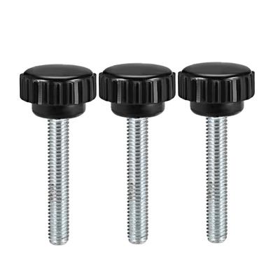 M6x40mm Male Thread Knurled Clamping Knobs Grip Thumb Screw on 3Pcs - Black,Silver Tone