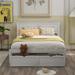 AOOLIVE Pine Wood Full Size Platform Bed with Under-bed Drawers, White