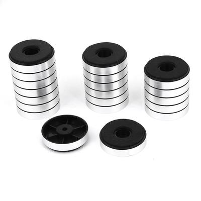 40mmx10mm Round Anti Vibration DAC Speaker Amplifier Feet Pad Standx20 - Black,Silver Tone - 1.6