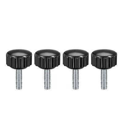 M4x15mm Male Thread Knurled Clamping Knobs Grip Thumb Screw on 4Pcs - Black,Silver Tone