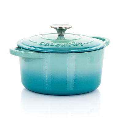 Crock-Pot Artisan 2 Pc 3 Qt Enamled Cast Iron Dutch Oven in Aqua Blue